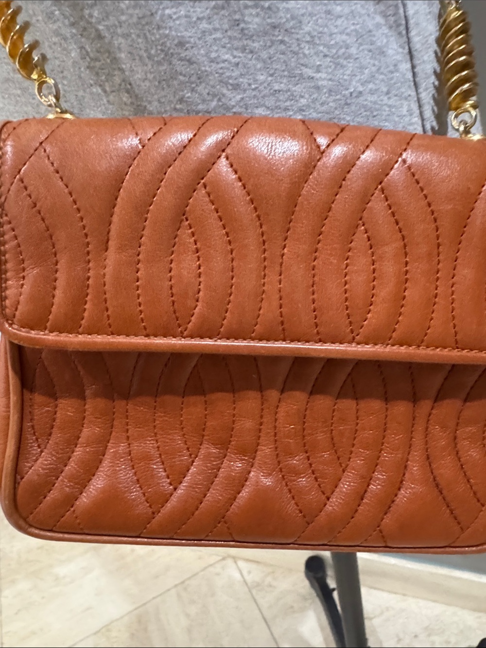 Fendi Brown Quilted Leather Crossbody with Gold Pasta Chain Accents - Picture 8 of 16